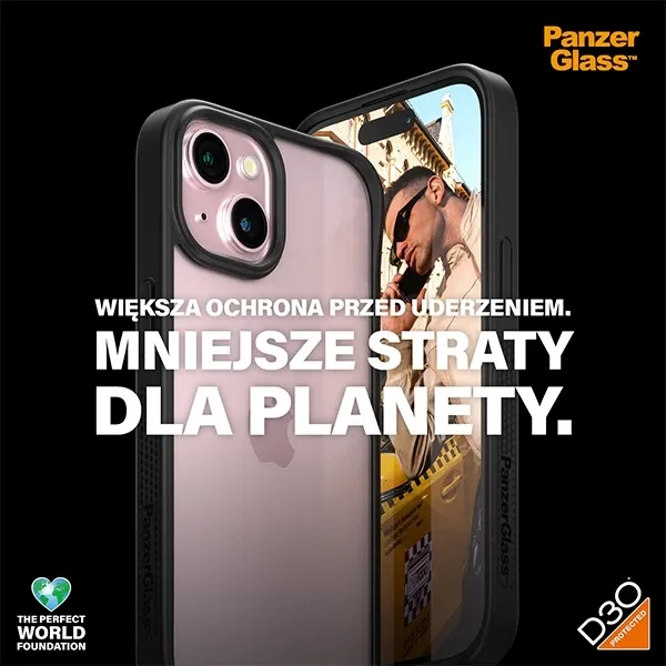 Mbështjellës PanzerGlass ClearCase për iPhone 15, Transparent & Zi - 6