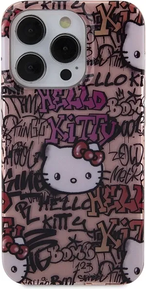 Mbështjellës Hello Kitty IML Tags Graffiti për iPhone 13 Pro Max, rozë - 3
