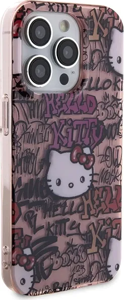 Mbështjellës Hello Kitty IML Tags Graffiti për iPhone 13 Pro Max, rozë - 4