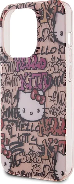 Mbështjellës Hello Kitty IML Tags Graffiti për iPhone 13 Pro Max, rozë - 6
