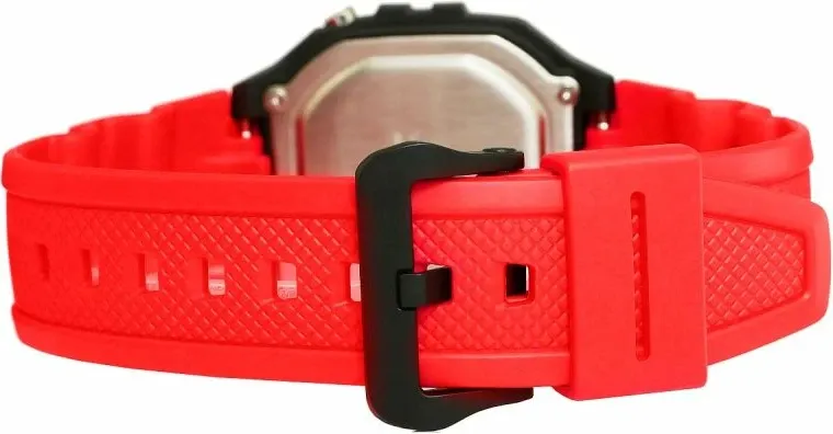 Orë dore për meshkuj Casio W-218H-4B, rrip i kuq, me kuti - 5