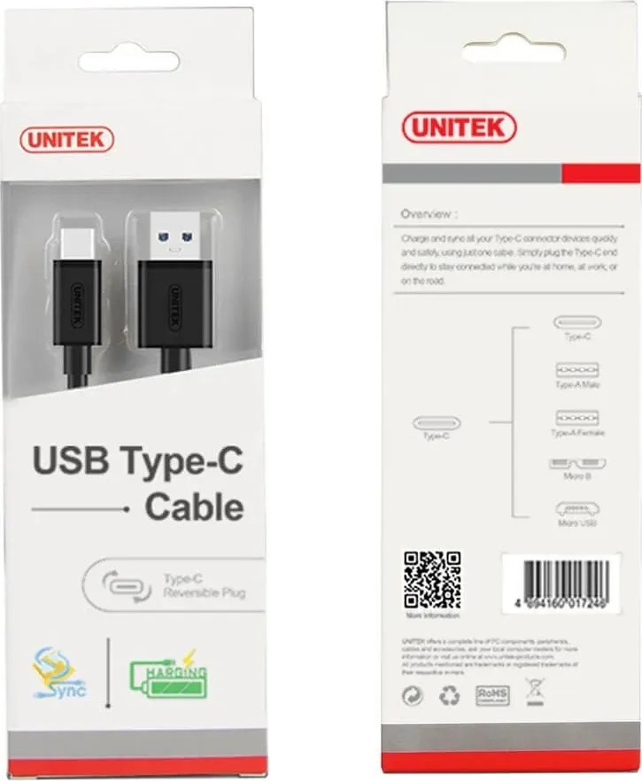 Kabllo USB Unitek, 1m, e zezë - 7