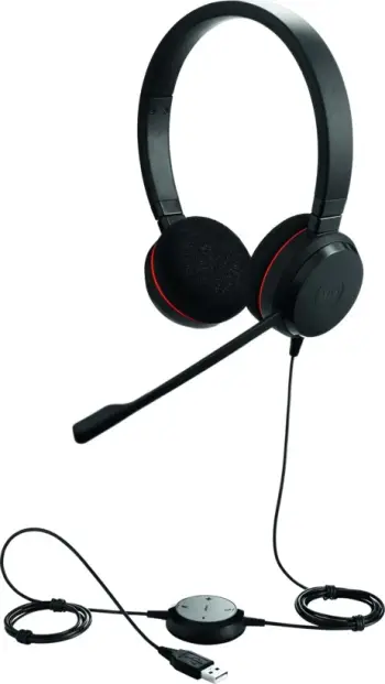 Kufje me mikrofon, Jabra EV20SU 4999-829-209 USB stereo me komandë në kabllo, e zezë