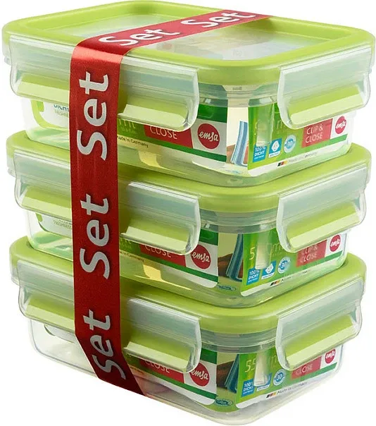 Set enësh plastike Emsa CLIP & CLOSE 2.0, 3 copë, 0.55L, kaltër - 2
