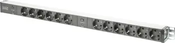 Zgjatës energjie Digitus DN-95405, 12x prizë Schuko, PDU, i zi