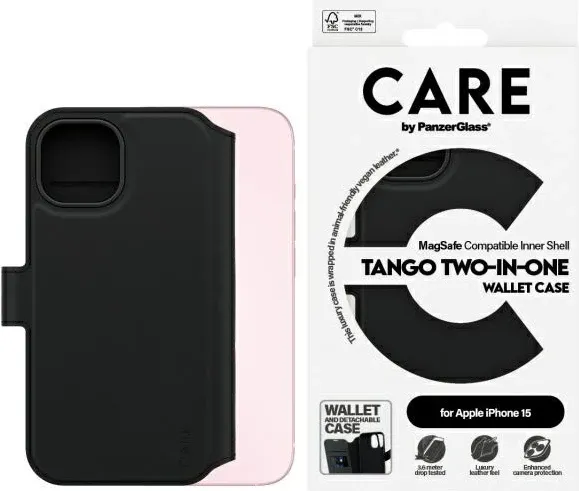 Mbështjellës PanzerGlass CARE Tango 2in1 me MagSafe për iPhone 15, i zi - 1