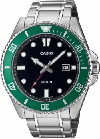 Orë dore për meshkuj Casio, argjendtë-jeshile