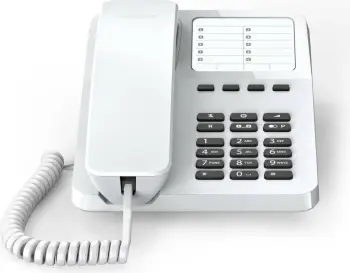Telefon analog Gigaset DESK 400, dorëzë me kabllo, 10 kontakte, bardhë