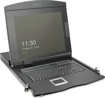 Konsolë modulare Digitus 19" HD LCD, 1-port VGA KVM, e zezë