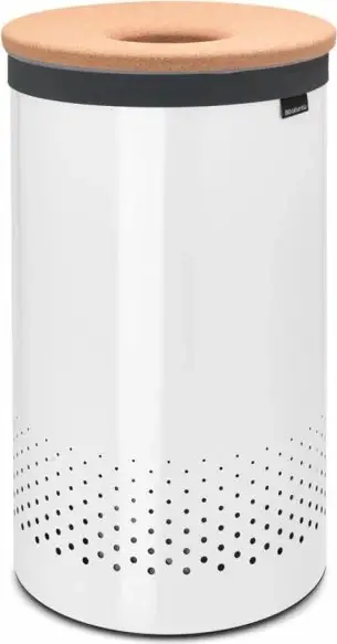 Shportë rrobash Brabantia 104404, 60L, e rrumbullakët, me kapak, e bardhë