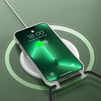 Mbështjellës Tech-Protect FlexAir Chain MagSafe për iPhone 15, set me rrip bezhë + litar të zi, zi/bezhë