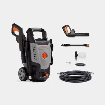 Pastrues me presion të lartë VONHAUS 3500263, 1600W, 90–130 bar, 5–6.5 l/min, zorrë 5 m, komplet me aksesorë, gri/zi-portokalli