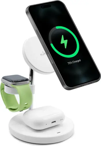 Karikues wireless 3-në-1 Puro Mag Station me MagSafe, 15W, i bardhë