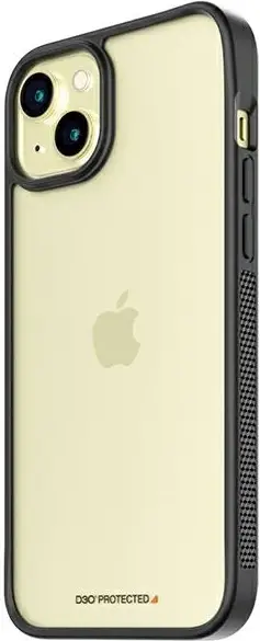 Mbështjellës PanzerGlass ClearCase për iPhone 15 Plus / 14 Plus, D3O, i tejdukshëm & zi