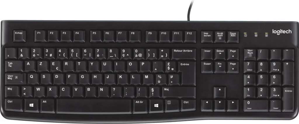 Tastierë Logitech K120, full-size, me kabllo, USB, AZERTY, e zezë - 1