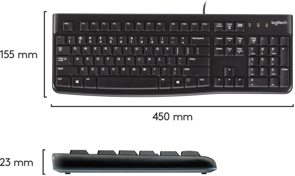 Tastierë Logitech K120, full-size, me kabllo, USB, AZERTY, e zezë - 4