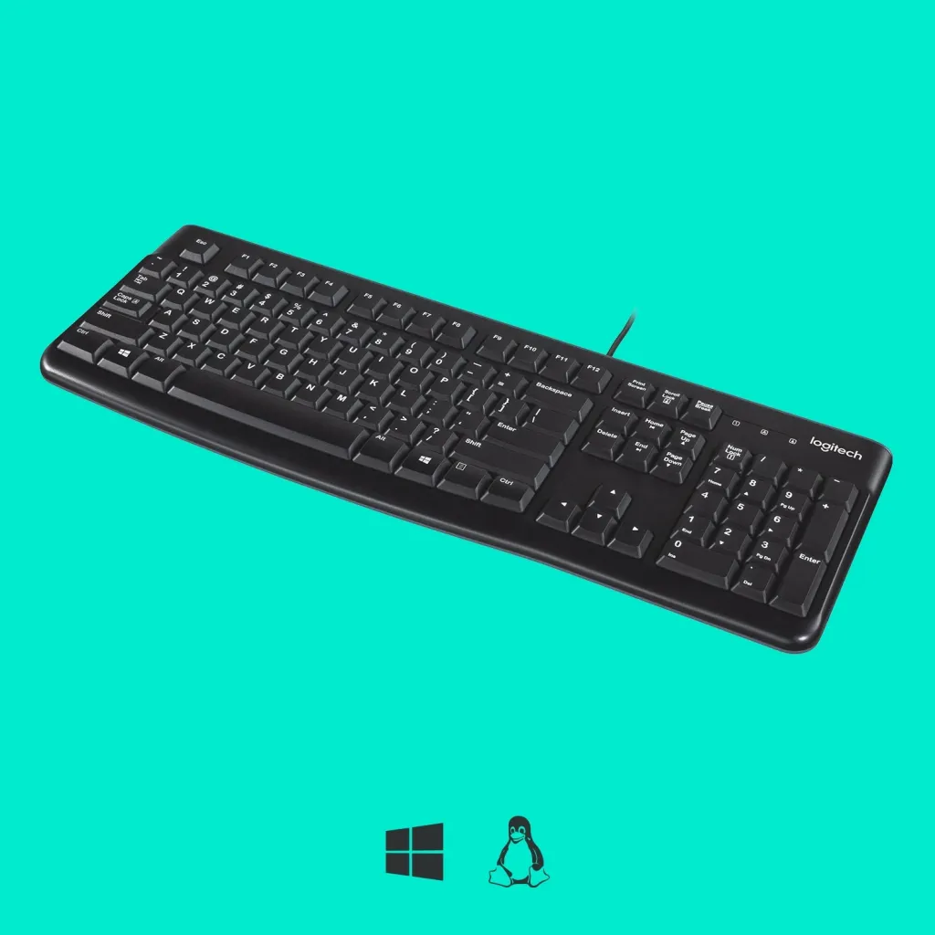 Tastierë Logitech K120, full-size, me kabllo, USB, AZERTY, e zezë - 5
