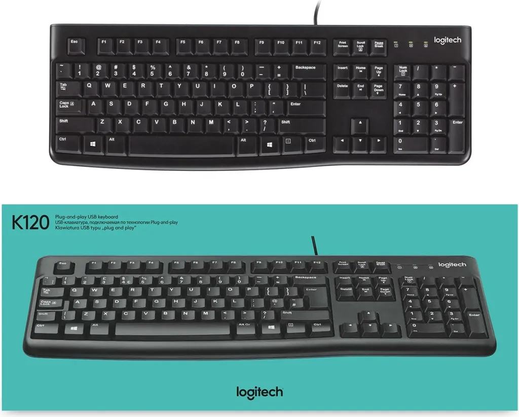 Tastierë Logitech K120, full-size, me kabllo, USB, AZERTY, e zezë - 7