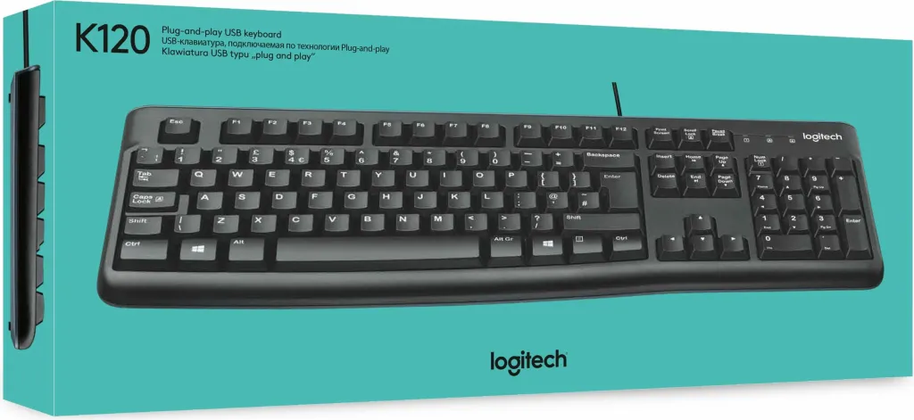 Tastierë Logitech K120, full-size, me kabllo, USB, AZERTY, e zezë - 8