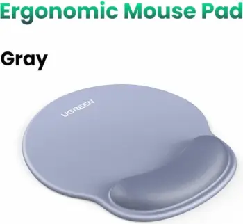 Mauspad ergonomik UGREEN 25244, memory foam, me mbështetje të kyçit, 220 x 245 mm, gri-kaltër