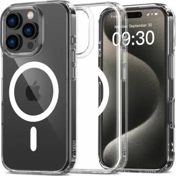 Mbështjellës Tech-Protect FlexAir Hybrid MagSafe për iPhone 16 Pro Max, Transparent