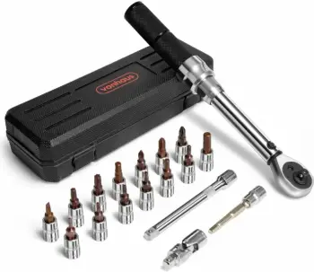 Set veglash për biçikletë VonHaus 3500240, çelës dinamometrik 1/4\" 2–20 Nm, 19 copë, portokalli/gri