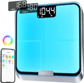 peshore inteligjente RENPHO Elis Chroma, Bluetooth, 13 matje trupi, ndriçim me ngjyra, blu