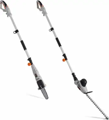 sharrë elektrike teleskopike 2-në-1 dhe gërshërë për gardh VONHAUS 2500263, 750W/460W, 8\" (20cm) Oregon, kabllo 10m, gri/zezë