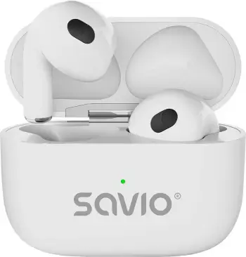 Kufje SAVIO TWS-01 PRO, wireless, earbuds, të bardha