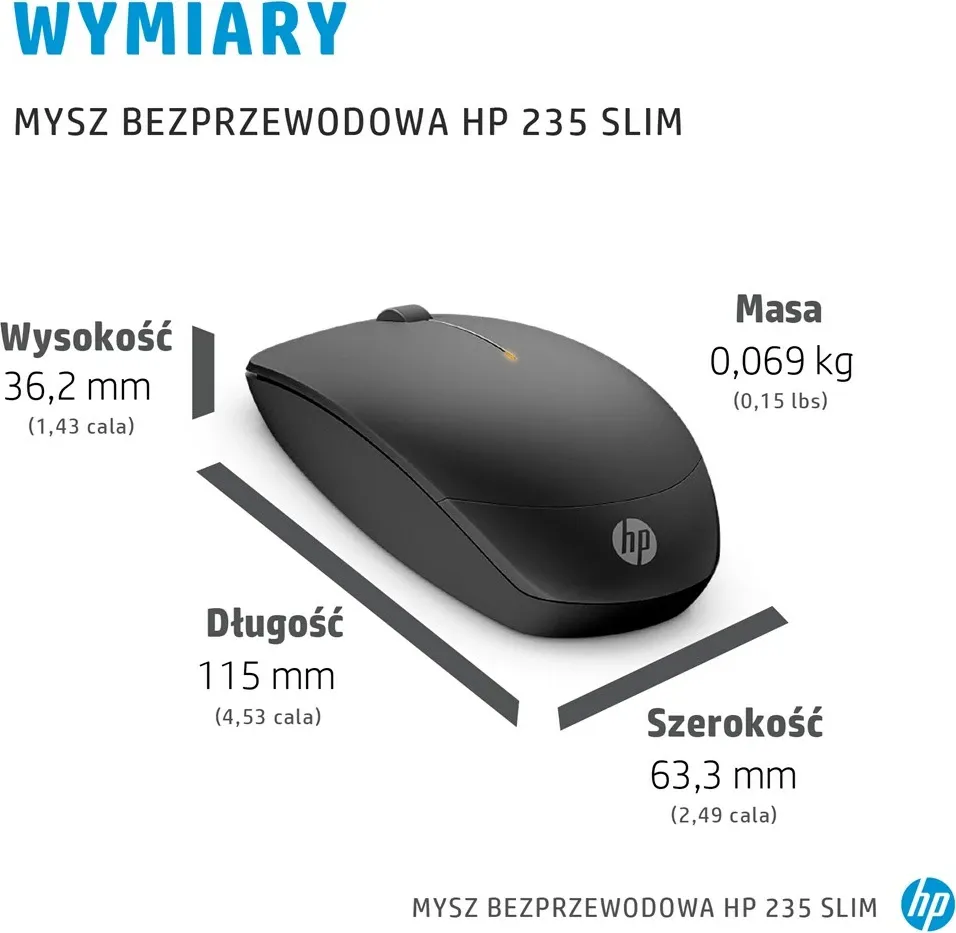 Maus wireless HP 235 Slim, USB, 1600 DPI, i zi - 6