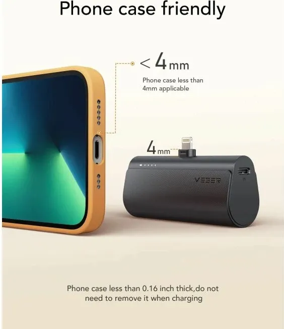 Powerbank VEGER PlugON W0556P 5000 mAh 20W PD me konektor Lightning, e zezë - 3