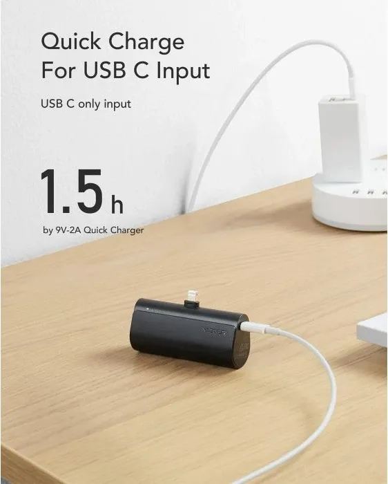 Powerbank VEGER PlugON W0556P 5000 mAh 20W PD me konektor Lightning, e zezë - 5