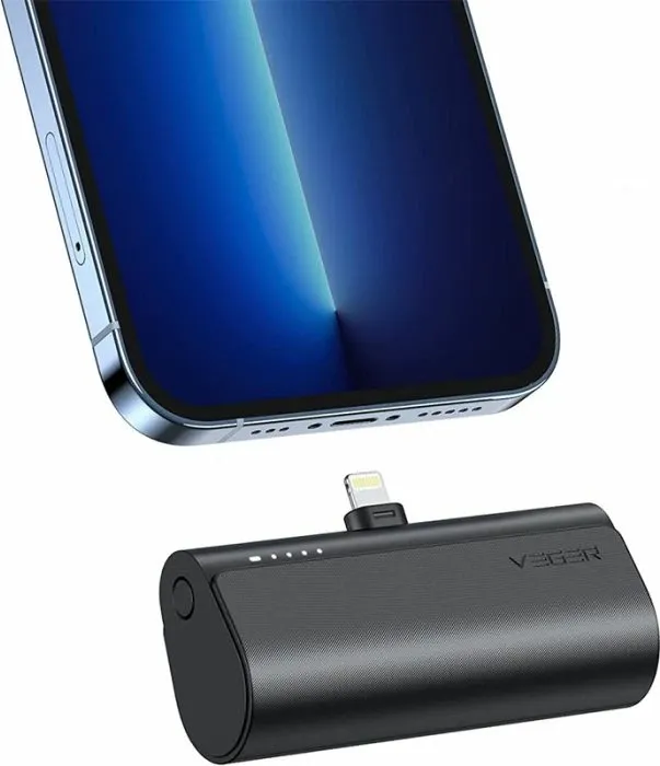 Powerbank VEGER PlugON W0556P 5000 mAh 20W PD me konektor Lightning, e zezë - 10