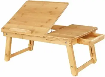 tavolinë laptopi bambu e rregullueshme SONGMICS LLD01N, 55×35 cm, për laptop deri 15.6", ngjyrë bambu natyrale