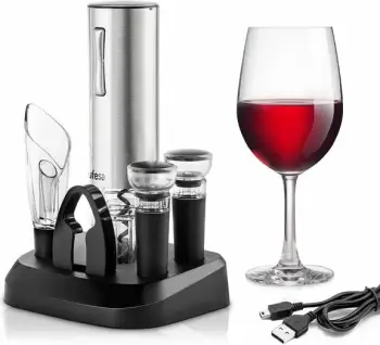 Set hapëse elektrike shishe vere UFESA EasyClassy MPN 73206050, karikim USB-C, 40+ shishe/karikim, argjend/e zezë, set me aksesorë