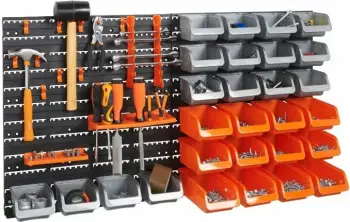 Organizues muri për vegla VONHAUS 15/242, 44-copë, panel i zi me kuti gri/portokalli