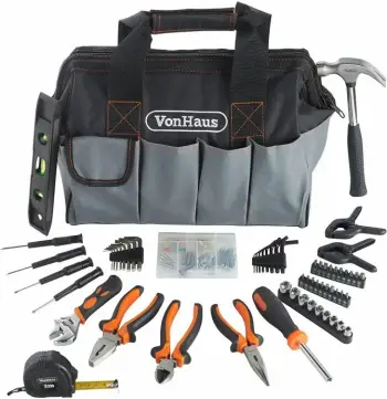 Set veglash VONHAUS 15/251, 92 copë me çantë pune, gri/zi