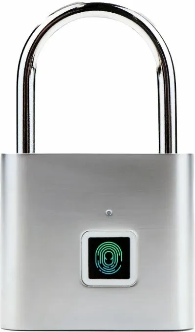 Katanac me gjurmë gishti BECOOL BCPL22M1, USB karikim, waterproof, argjendtë - 1