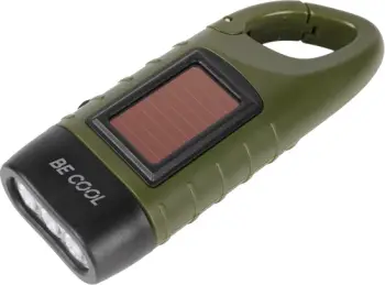 dritë dore solare me manivelë BECOOL BC23KTL40, 3x LED, IPX3, me karabinë, gjelbër/zi