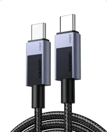 kabllo karikimi USB-C në USB-C UGREEN 45068, 240W, 2m, e thurur nylon, e zezë/gri