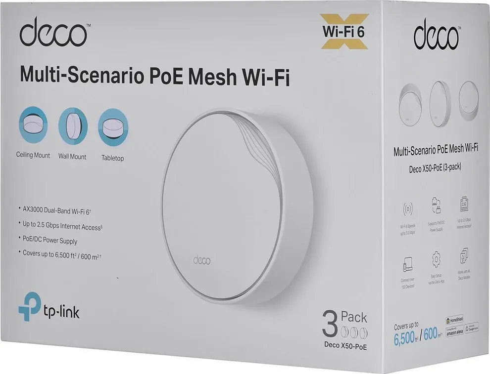 Mesh TP-LINK Deco X50-PoE, 3 copë, e bardhë - 9