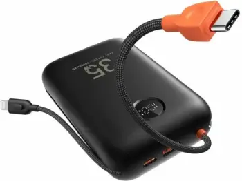 Powerbank VEGER W3018 30000mAh 35W me kabllo të integrume (USB-C/Lightning), e zezë
