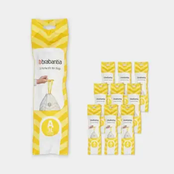 qese mbeturinash BRABANTIA Perfect Fit 137648, Code A 3L, 10 x 20 copë, të bardha