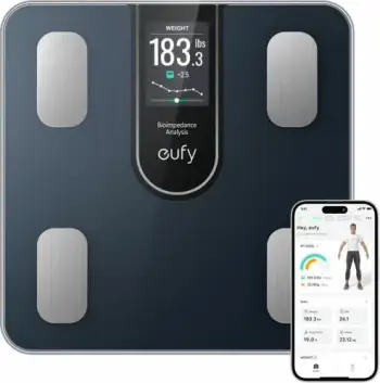 Peshore smart Anker Eufy C20 me ekran TFT 3.36\", analizë bioimpedance, Bluetooth/Wi‑Fi, IPX5, 4xAAA, e zezë
