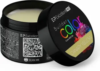 Xhel ndërtues për thonj Excellent PRO Color With Thixotropy Pastel Yellow për femra, e verdhë kanarinë, 15g