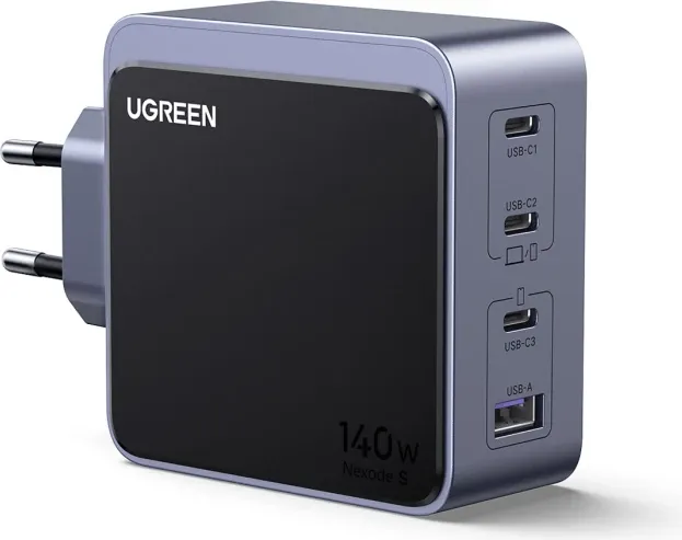 Karikues GaN UGREEN Nexode S 45575 140W, 3x USB-C + 1x USB-A, i zi/gri - 1