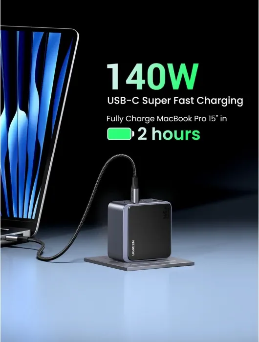 Karikues GaN UGREEN Nexode S 45575 140W, 3x USB-C + 1x USB-A, i zi/gri - 7