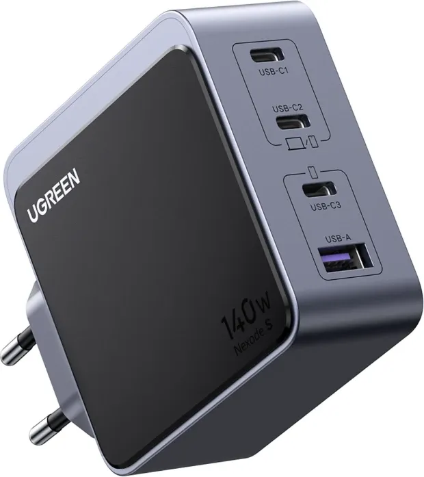 Karikues GaN UGREEN Nexode S 45575 140W, 3x USB-C + 1x USB-A, i zi/gri - 9