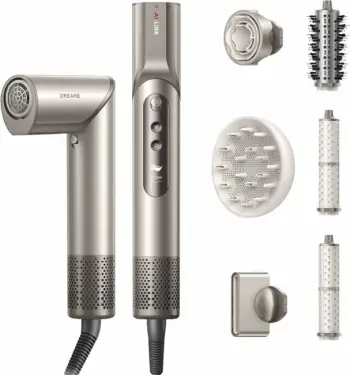 Tharëse flokësh dhe stilues DREAME Dazzle AZD20A, motor 110,000 RPM, jonizim 300 milion, ekran digjital, set me 5 shtojca magnetike, argjendtë