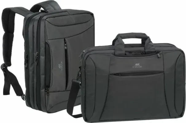 çantë laptopi/çantë shpine e konvertueshme RIVACASE 8290, për laptop 16\", e zezë qymyr - 1